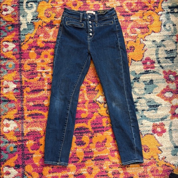 7 For All Mankind Blue High Rise Jeans Slim Fit - Picture 1 of 7